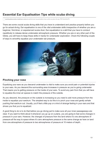 essential ear equalisation tips while scuba diving