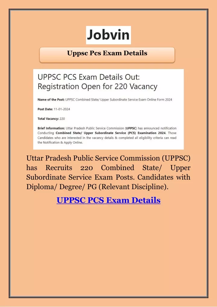 uppsc pcs exam details