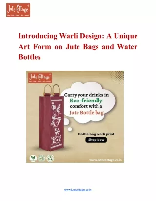 Introducing Warli Design A Unique Art Form on Jute Bags and Water Bottles