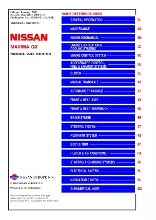 2000 Nissan Maxima QX Service Repair Manual