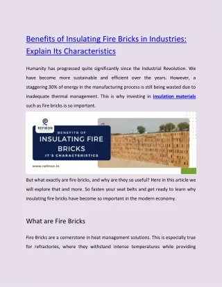 benefits_of_insulating_fire_bricks_in_industries_explain_it's_characteristics