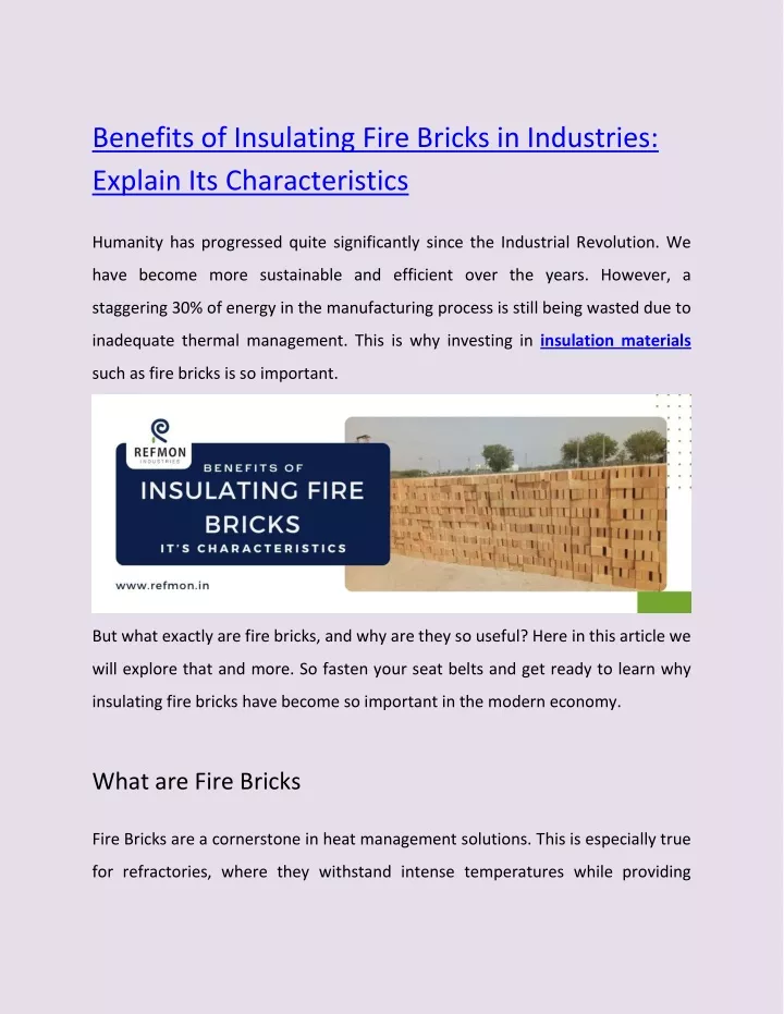 benefits of insulating fire bricks in industries