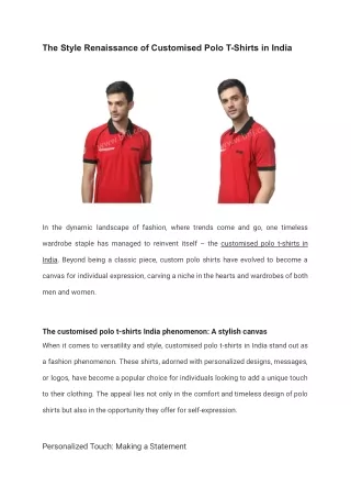 The Style Renaissance of Customised Polo T-Shirts in India