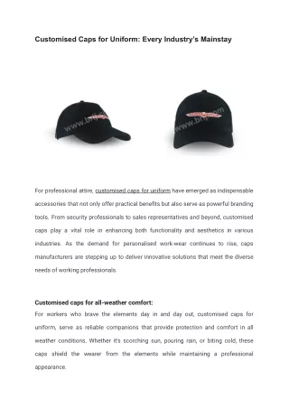 Customised Caps for Uniform_ Every Industry’s Mainstay