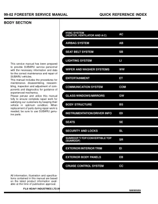 2000 Subaru Forester Service Repair Manual