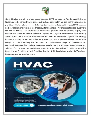 gator heating and air provides comprehensive hvac