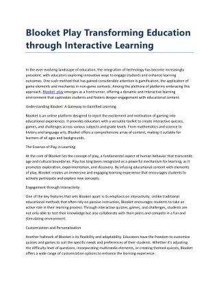 Blooket Play Transforming Education through Interactive Learning