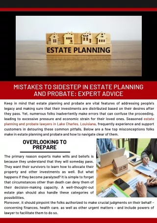 Mistakes to Sidestep in Estate Planning and Probate: Expert Advice