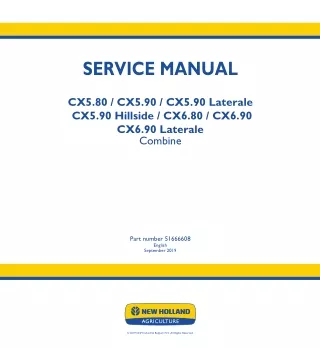 New Holland CX6.80 Combine Service Repair Manual