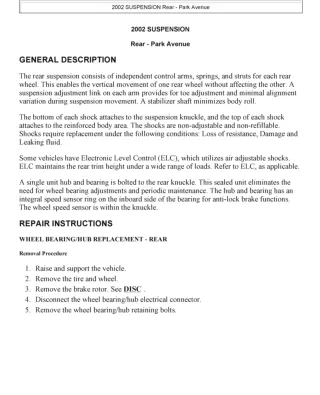 2001 Buick Park Avenue Service Repair Manual