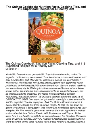 [PDF⚡READ❤ONLINE]  The Quinoa Cookbook: Nutrition Facts, Cooking Tips, and 116 Superfood Recipes