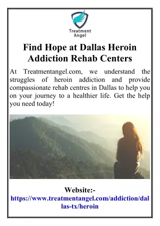 Find Hope at Dallas Heroin Addiction Rehab Centers