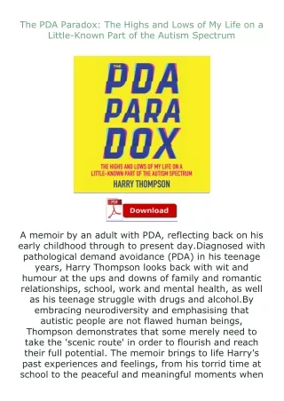 read ❤️ebook (✔️pdf✔️) The PDA Paradox: The Highs and Lows of My Life on a Little-Known Part of the Autism Spe