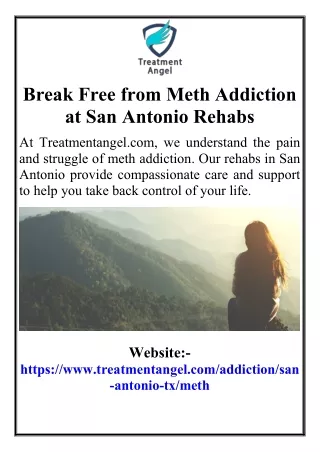 Break Free from Meth Addiction at San Antonio Rehabs