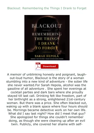 free read (✔️pdf❤️) Blackout: Remembering the Things I Drank to Forget