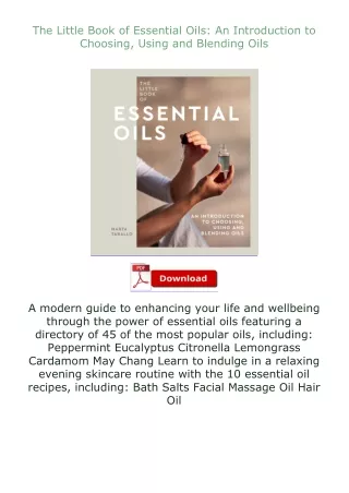 [READ]⚡PDF✔ The Little Book of Essential Oils: An Introduction to Choosing, Using and Blending Oils