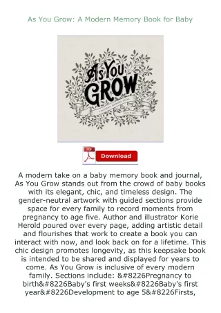 book❤[READ]✔ As You Grow: A Modern Memory Book for Baby