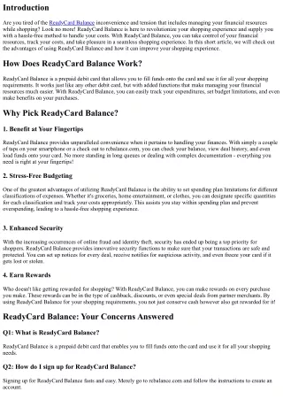ReadyCard Balance: Your Key to a Hassle-free Shopping Experience