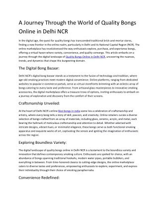 Quality Bongs Online in Delhi NCR