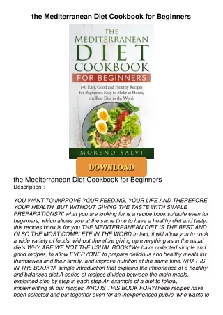 [PDF⚡READ❤ONLINE]  the Mediterranean Diet Cookbook for Beginners