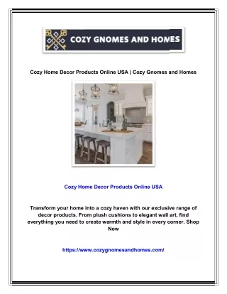 Cozy Home Decor Products Online USA | Cozy Gnomes and Homes