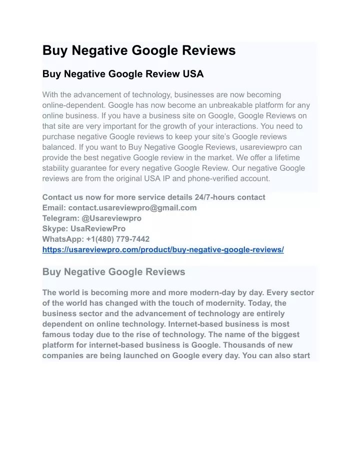 buy negative google reviews