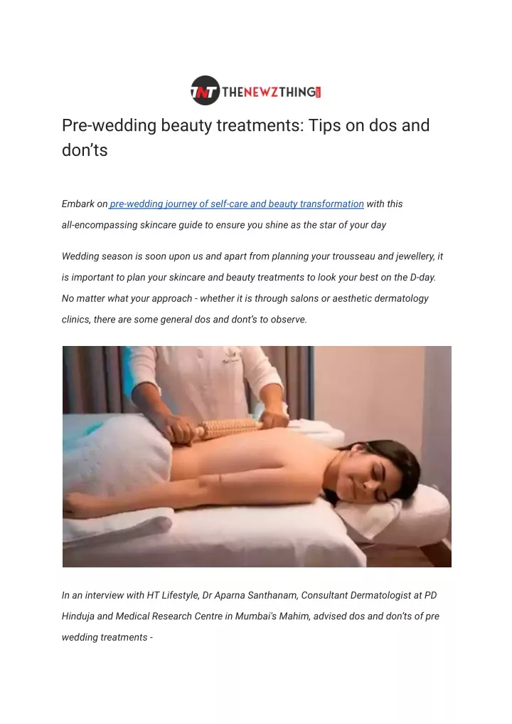 pre wedding beauty treatments tips