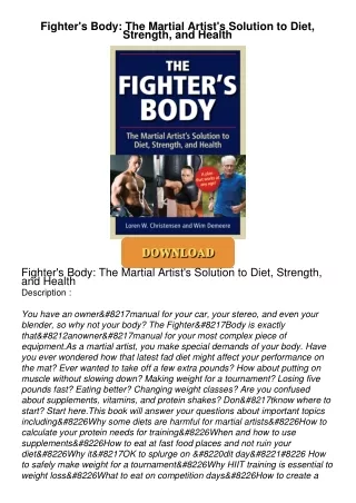 [PDF⚡READ❤ONLINE]  Fighter's Body: The Martial Artist's Solution to Diet, Strength, and Health