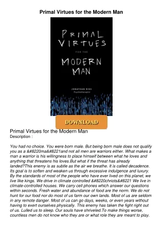 READ⚡[PDF]✔ Primal Virtues for the Modern Man