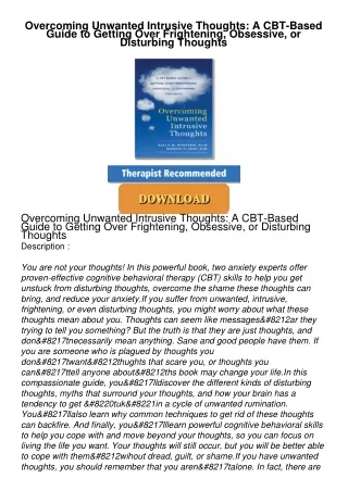 Read⚡ebook✔[PDF]  Overcoming Unwanted Intrusive Thoughts: A CBT-Based Guide to Getting Over