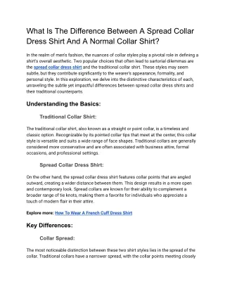 What Is The Difference Between A Spread Collar Dress Shirt And A Normal Collar Shirt_