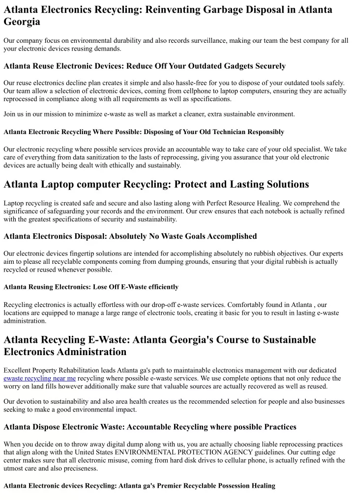 atlanta electronics recycling reinventing garbage