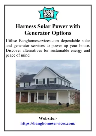 Harness Solar Power with Generator Options