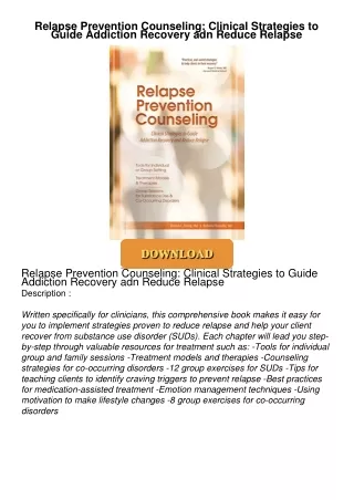 ⚡PDF ❤ Relapse Prevention Counseling: Clinical Strategies to Guide Addiction Recovery