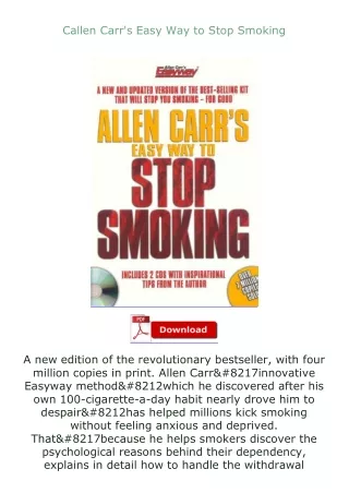 Pdf⚡(read✔online) Callen Carr's Easy Way to Stop Smoking
