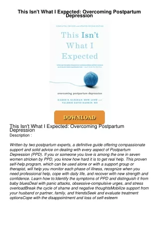 [PDF⚡READ❤ONLINE] This Isn't What I Expected: Overcoming Postpartum Depression