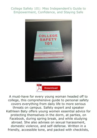 full✔download️⚡(pdf) College Safety 101: Miss Independent's Guide to Empowerment, Confidence, and Staying Safe