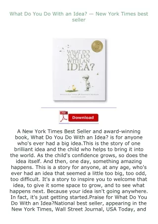 ❤PDF⚡ What Do You Do With an Idea? — New York Times best seller