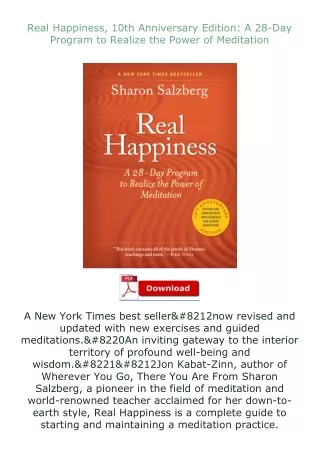 download⚡️ free (✔️pdf✔️) Real Happiness, 10th Anniversary Edition: A 28-Day Program to Realize the Power of M