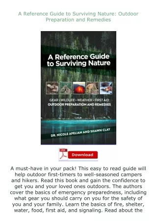 free read (✔️pdf❤️) A Reference Guide to Surviving Nature: Outdoor Preparation and Remedies