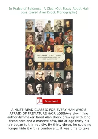 ✔️READ ❤️Online In Praise of Baldness: A Clear-Cut Essay About Hair Loss (Jared Alan Brock Monographs)