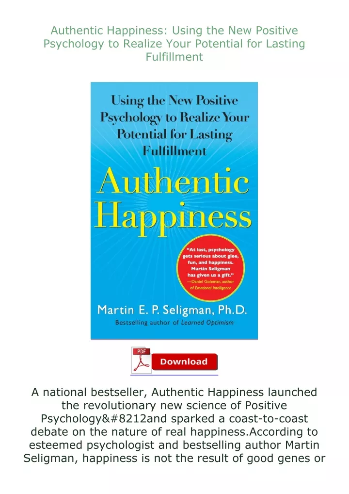 authentic happiness using the new positive