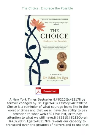 free read (✔️pdf❤️) The Choice: Embrace the Possible