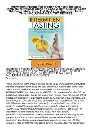 READ⚡[PDF]✔ Intermittent Fasting For Women Over 50:: The Most Complete Nutritional Guide