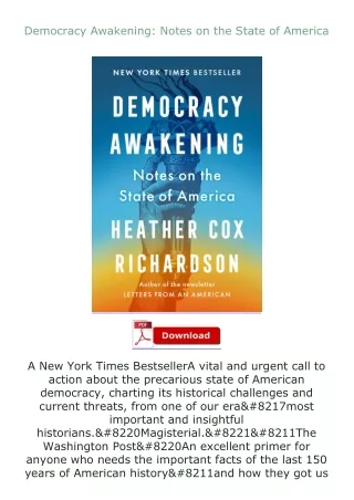 Download⚡PDF❤ Democracy Awakening: Notes on the State of America