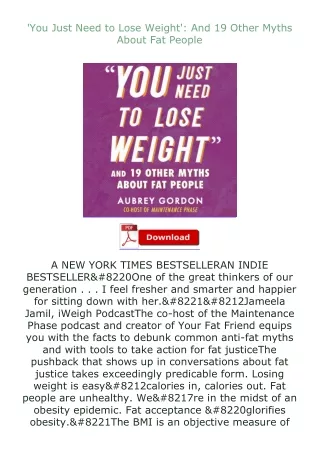 download⚡️ free (✔️pdf✔️) 'You Just Need to Lose Weight': And 19 Other Myths About Fat People