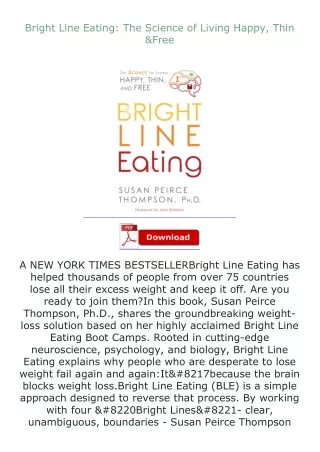 ✔️download⚡️ book (pdf) Bright Line Eating: The Science of Living Happy, Thin & Free