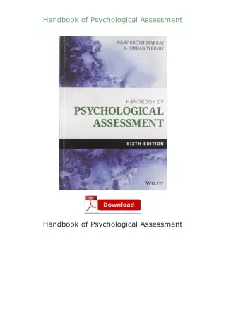 Download⚡PDF❤ Handbook of Psychological Assessment