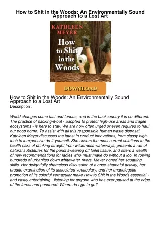 READ⚡[PDF]✔ How to Shit in the Woods: An Environmentally Sound Approach to a Lost Art