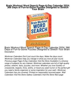 ❤[READ]❤ Brain Workout Word Search Page-A-Day Calendar 2024: 366 Days of Fun-to-Solve